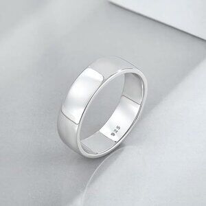 Men’s Wedding Band Solid 925 Sterling Silver Ring for Men & Women 6mm SIZE 7